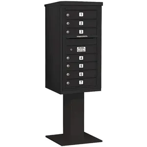 SALSBURY INDUSTRIES 3409S-07BLK Pedestal Mailbox 7 Doors Black 62-1/8 Inch | AG3KTU 33LP46