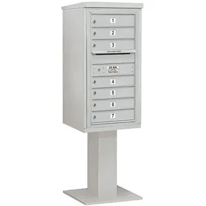 SALSBURY INDUSTRIES 3409S-07GRY Pedestal Mailbox 7 Doors Gray 62-1/8 Inch | AG3KTX 33LP49