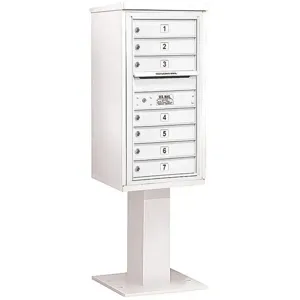 SALSBURY INDUSTRIES 3409S-07WHT Pedestal Mailbox 7 Doors White 62-1/8 Inch | AG3JZF 33LP51