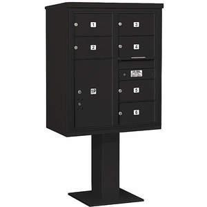 SALSBURY INDUSTRIES 3410D-06BLK Pedestal Mailbox 7 Doors Black 65-5/8 Inch | AG3MBF 33LY81