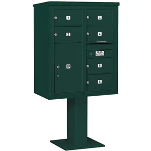 SALSBURY INDUSTRIES 3410D-06GRN Pedestal Mailbox 7 Doors Green 65-5/8 Inch | AG3MBH 33LY83