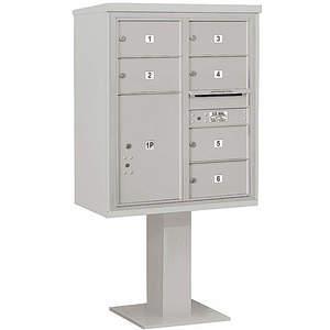 SALSBURY INDUSTRIES 3410D-06GRY Pedestal Mailbox 7 Doors Gray 65-5/8 Inch | AG3MBJ 33LY84