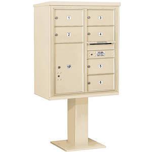 SALSBURY INDUSTRIES 3410D-06SAN Pedestal Mailbox 7 Doors Sand 65-5/8 Inch | AG3MBK 33LY85