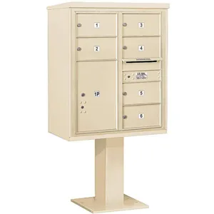 SALSBURY INDUSTRIES 3410D-06SAN Pedestal Mailbox 7 Doors Sand 65-5/8 Inch | AG3MBK 33LY85