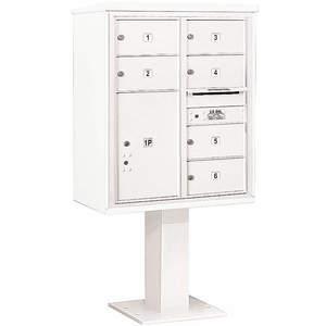 SALSBURY INDUSTRIES 3410D-06WHT Pedestal Mailbox 7 Doors White 65-5/8 Inch | AG3MBL 33LY86