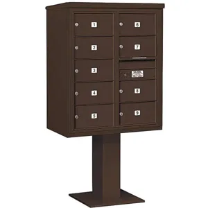 SALSBURY INDUSTRIES 3410D-09BRZ Pedestal Mailbox 9 Doors Bronze 65-5/8 Inch | AG3MCJ 33LZ09