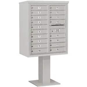 SALSBURY INDUSTRIES 3410D-18GRY Pedestal Mailbox 18 Doors Gray 65-5/8 Inch | AG3MMG 33MA96