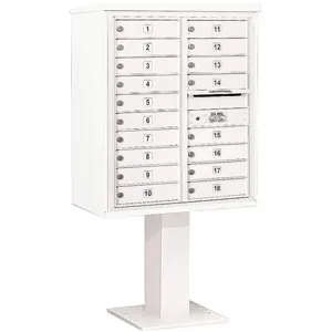 SALSBURY INDUSTRIES 3410D-18WHT Pedestal Mailbox 18 Doors White 65-5/8 Inch | AG3MMJ 33MA98