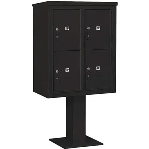 SALSBURY INDUSTRIES 3410D-4PBLK Pedestal Mailbox 4 Doors Black 65-5/8 Inch | AG3LXJ 33LX86