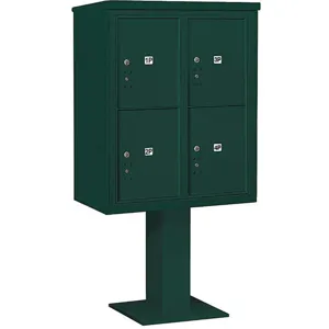 SALSBURY INDUSTRIES 3410D-4PGRN Pedestal Mailbox 4 Doors Green 65-5/8 Inch | AG3LXL 33LX88