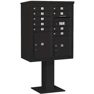 SALSBURY INDUSTRIES 3410DA-09BLK Pedestal Mailbox 11 Doors Black 65-5/8 Inch | AG3MJP 33MA29