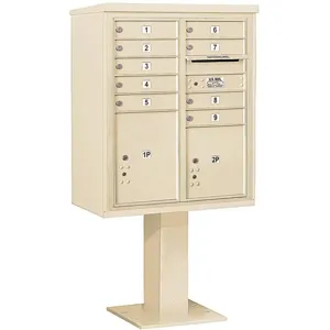 SALSBURY INDUSTRIES 3410DA-09SAN Pedestal Mailbox 11 Doors Sand 65-5/8 Inch | AG3MJU 33MA33