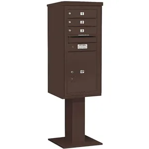 SALSBURY INDUSTRIES 3410S-03BRZ Pedestal Mailbox Mb1 4 Doors Bronze | AG3KQJ 33LN90