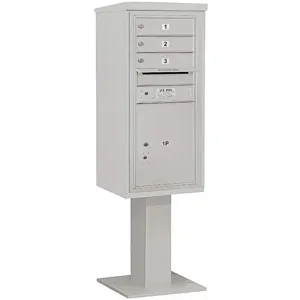 SALSBURY INDUSTRIES 3410S-03GRY Pedestal Mailbox Mb1 4 Doors Gray | AG3KQL 33LN92