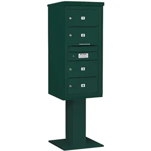 SALSBURY INDUSTRIES 3410S-04GRN Pedestal Mailbox Mb2 4 Doors Green | AG3KNE 33LN39