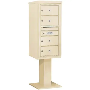 SALSBURY INDUSTRIES 3410S-04SAN Pedestal Mailbox Mb2 4 Doors Sand | AG3KNG 33LN41