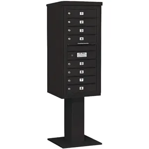 SALSBURY INDUSTRIES 3410S-08BLK Pedestal Mailbox 8 Doors Black 65-5/8 Inch | AG3KXN 33LR43