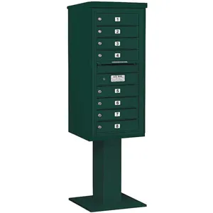 SALSBURY INDUSTRIES 3410S-08GRN Pedestal Mailbox 8 Doors Green 65-5/8 Inch | AG3KXQ 33LR45