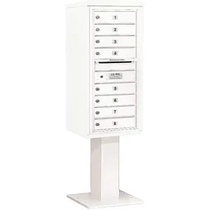 SALSBURY INDUSTRIES 3410S-08WHT Pedestal Mailbox 8 Doors White 65-5/8 Inch | AG3KXU 33LR48