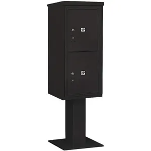 SALSBURY INDUSTRIES 3410S-2PBLK Pedestal Mailbox 2 Doors Black 65-5/8 Inch | AG3JZA 33LL83