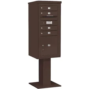 SALSBURY INDUSTRIES 3410SA-04BRZ Pedestal Mailbox 5 Doors Bronze 65-5/8 Inch | AG3JZH 33LP53