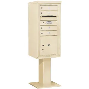 SALSBURY INDUSTRIES 3410SA-04SAN Pedestal Mailbox 5 Doors Sand 65-5/8 Inch | AG3KUA 33LP56