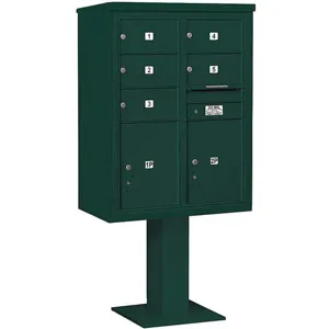 SALSBURY INDUSTRIES 3411D-05GRN Pedestal Mailbox 7 Doors Green 69-1/8 Inch | AG3MHX 33MA13