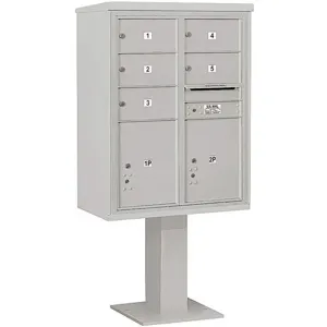 SALSBURY INDUSTRIES 3411D-05GRY Pedestal Mailbox 7 Doors Gray 69-1/8 Inch | AG3MHY 33MA14