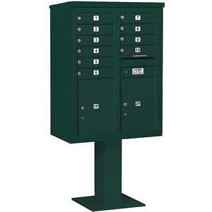 SALSBURY INDUSTRIES 3411D-10GRN Pedestal Mailbox 12 Doors Green 69-1/8 Inch | AG3MLZ 33MA89