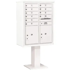 SALSBURY INDUSTRIES 3411D-10WHT Pedestal Mailbox 12 Doors White 69-1/8 Inch | AG3MMC 33MA92