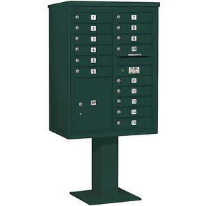 SALSBURY INDUSTRIES 3411D-15GRN Pedestal Mailbox 16 Doors Green 69-1/8 Inch | AG3MGP 33MC29