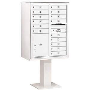 SALSBURY INDUSTRIES 3411D-15WHT Pedestal Mailbox 16 Doors White 69-1/8 Inch | AG3MNQ 33MC32