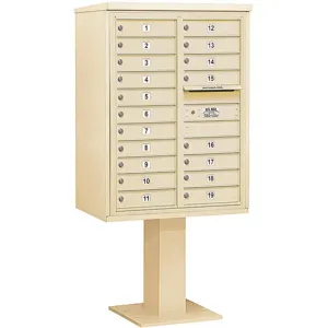 SALSBURY INDUSTRIES 3411D-19SAN Pedestal Mailbox 19 Doors Sand 69-1/8 Inch | AG3MPN 33MC53