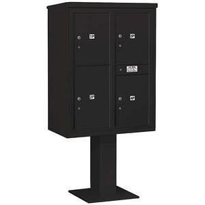 SALSBURY INDUSTRIES 3411D-4PBLK Pedestal Mailbox 4 Doors Black 69-1/8 Inch | AG3MFG 33LZ76