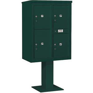 SALSBURY INDUSTRIES 3411D-4PGRN Pedestal Mailbox 4 Doors Green 69-1/8 Inch | AG3MFJ 33LZ78