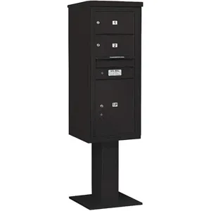 SALSBURY INDUSTRIES 3411S-02BLK Pedestal Mailbox 3 Doors Black 69-1/8 Inch | AG3KUC 33LP58