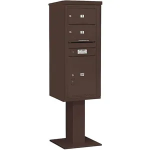 SALSBURY INDUSTRIES 3411S-02BRZ Pedestal Mailbox 3 Doors Bronze 69-1/8 Inch | AG3KUD 33LP59