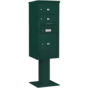 SALSBURY INDUSTRIES 3411S-02GRN Pedestal Mailbox 3 Doors Green 69-1/8 Inch | AG3KUE 33LP60