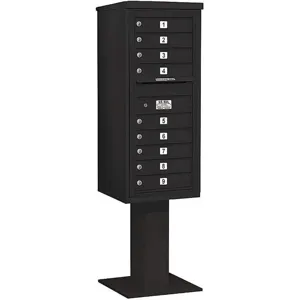 SALSBURY INDUSTRIES 3411S-09BLK Pedestal Mailbox 9 Doors Black 69-1/8 Inch | AG3LCN 33LT64