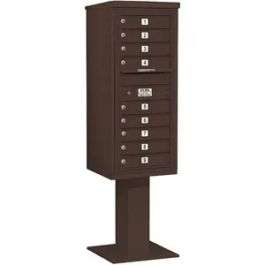 SALSBURY INDUSTRIES 3411S-09BRZ Pedestal Mailbox 9 Doors Bronze 69-1/8 Inch | AG3LCP 33LT65