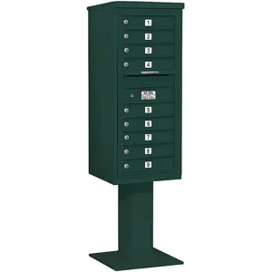 SALSBURY INDUSTRIES 3411S-09GRN Pedestal Mailbox 9 Doors Green 69-1/8 Inch | AG3LCQ 33LT66