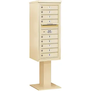 SALSBURY INDUSTRIES 3411S-09SAN Pedestal Mailbox 9 Doors Sand 69-1/8 Inch | AG3LCT 33LT68