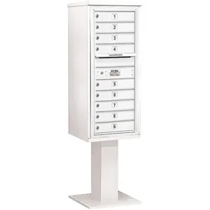 SALSBURY INDUSTRIES 3411S-09WHT Pedestal Mailbox 9 Doors White 69-1/8 Inch | AG3LCU 33LT69