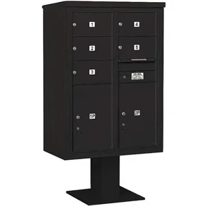 SALSBURY INDUSTRIES 3412D-05BLK Pedestal Mailbox 7 Doors Black 59-3/4 Inch | AG3MKX 33MA59