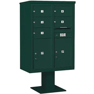 SALSBURY INDUSTRIES 3412D-05GRN Pedestal Mailbox 7 Doors Green 59-3/4 Inch | AG3MKZ 33MA61