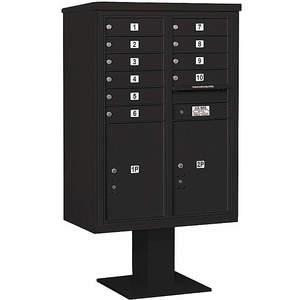 SALSBURY INDUSTRIES 3412D-10BLK Pedestal Mailbox 12 Doors Black 59-3/4 Inch | AG3MMP 33MC04