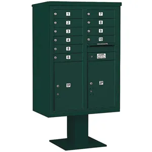 SALSBURY INDUSTRIES 3412D-10GRN Pedestal Mailbox 12 Doors Green 59-3/4 Inch | AG3MMR 33MC06