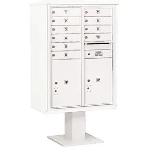 SALSBURY INDUSTRIES 3412D-10WHT Pedestal Mailbox 12 Doors White 59-3/4 Inch | AG3MMV 33MC09