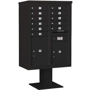 SALSBURY INDUSTRIES 3412D-11BLK Pedestal Mailbox 13 Doors Black 59-3/4 Inch | AG3MNR 33MC33