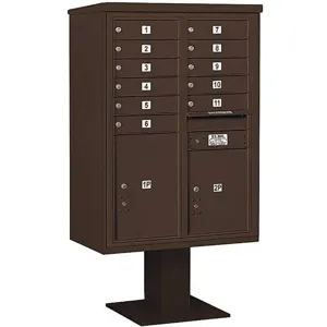 SALSBURY INDUSTRIES 3412D-11BRZ Pedestal Mailbox 13 Door Bronze 59-3/4 Inch | AG3MNT 33MC34